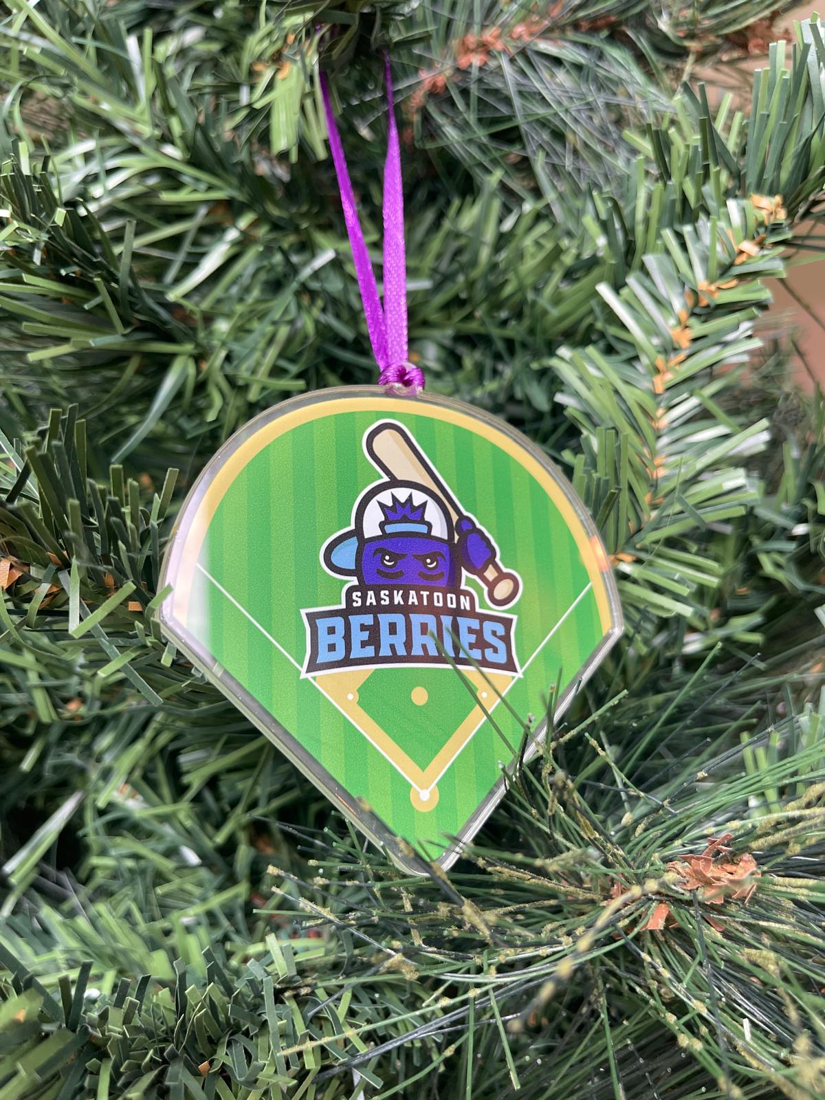 Saskatoon Berries ornament on a Christmas tree